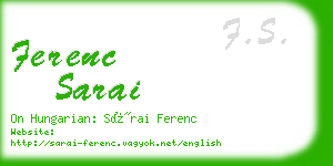 ferenc sarai business card